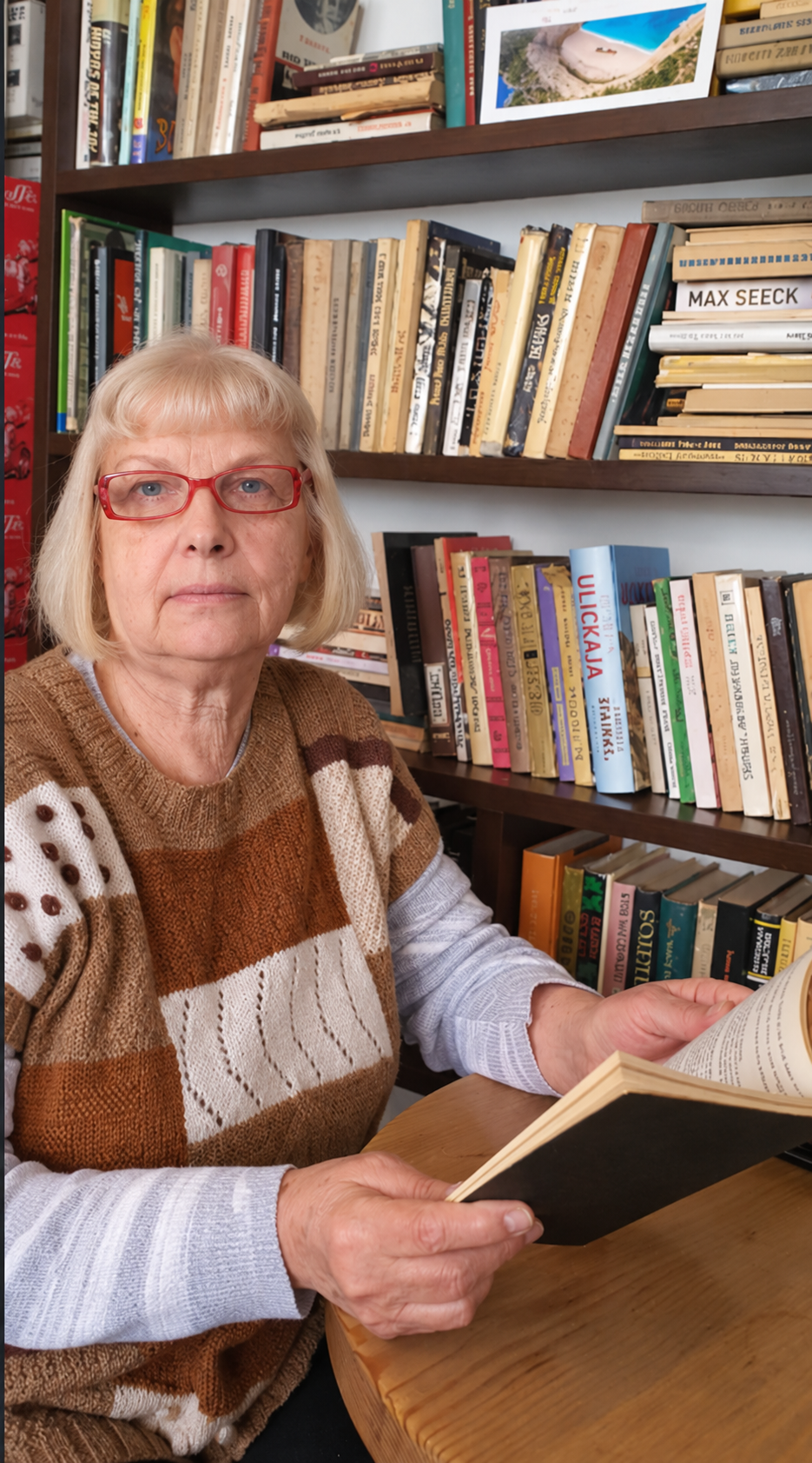 Galyna Halka with a book